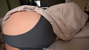 step sister wakes up horny and begs for a fucking session