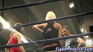 European babes wrestle in lesbian action