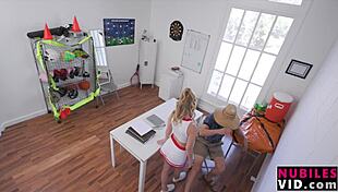 Coach Catches Cheerleader Without Panties