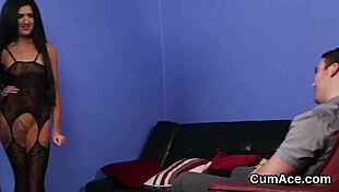 Horny LOOKER GETS CUM SHOT on her FACE SUCKING all the SEMEN