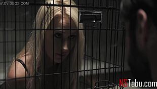 Punishing a blonde sex slave for being too horny - misha mynx tommy pistol. Bound in cage, deepthroat and spanking rough.