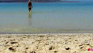 Amateur Couple Does Bikini Blowjob, Cum on Tits at Beach