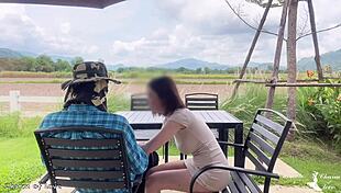 the gardener and the beautiful lady in the garden