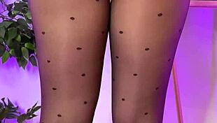 Mature Blonde In Nylon Club Putting On Tights