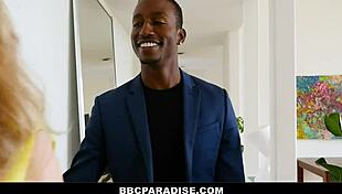 horny housewife deals with black dude that her husband recently fired by fucking him