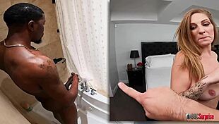 busty annie says this bbc anal audition surprised me with creampie