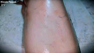 pov nicole gets her thick body and hairy pussy all greased up for fun