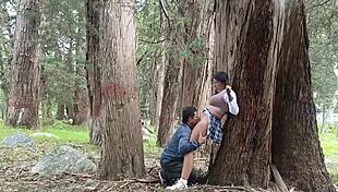 Old peasant fucks young 18+ college girl in the field