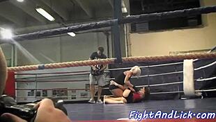 European babes wrestle in lesbian action