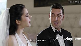 Best man ass fucks the bride Valentina Nappi in bridal veil on wedding day.