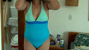 beautiful 59-year-old mature latina shows off in bikini on the beach