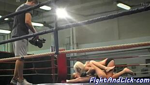 European babes wrestle in lesbian action