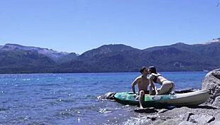 Horny teen couple caught having sex on beach