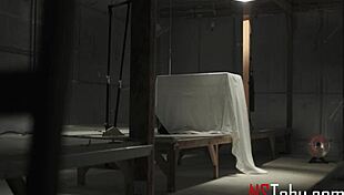 Punishing a blonde sex slave for being too horny - misha mynx tommy pistol. Bound in cage, deepthroat and spanking rough.