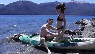 Horny teen couple caught having sex on beach