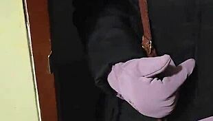 Chubby Maid Flashes Transparent Leggings and Thong in Bold Exhibition