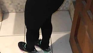 Chubby Maid Flashes Transparent Leggings and Thong in Bold Exhibition