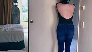 Pretty Asian ladyboy strips jeans, shows big boobs 😏