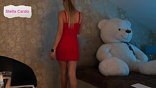 Erotic dance and masturbation from stella in a red dress