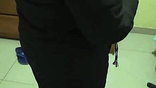 Chubby Maid Flashes Transparent Leggings and Thong in Bold Exhibition