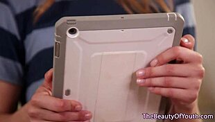 beautiful teen 18+ lesbians pussylicking on couch