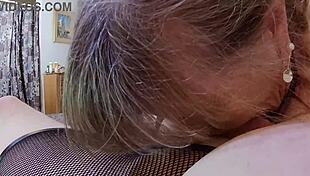 Granny Carmen's blue heaven blowjob session