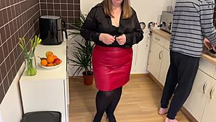 My husband started watching my stepmom in pantyhose and skirt