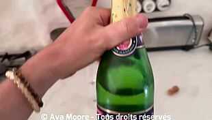 jolie squirts everywhere in front of neighbors while sucking huge cock for cum on tits