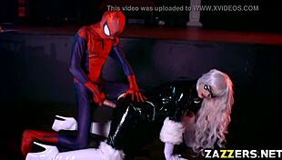 I am the black cat, sucking Spidey's big cock deep in my throat