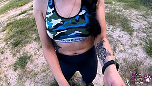 Intense outdoor blowjob in remote wilderness