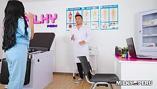 Nurse fucks the perverted doctor on her first day!