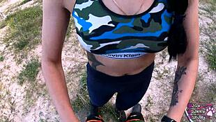 Intense outdoor blowjob in remote wilderness