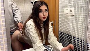 Intense hard sex with boss in bathroom gets fully recorded