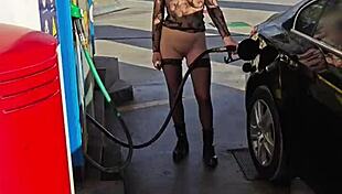 Flashing at a petrol station