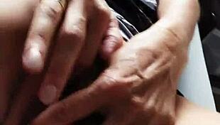 Using pink vibrator while getting pussy and arse fucked