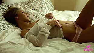 skinny roxana finger fucks her ass in bedroom with vibrator and orgasm