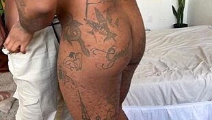 ebony guy enjoys trans man's tight hole