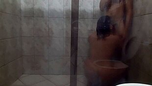Big Couple's Bathroom Sex with Huge Ass and Cock