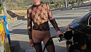 Flashing at a petrol station
