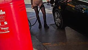 Flashing at a petrol station