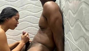 Alone in the bathroom with my stepfather, we indulge in rough fun with big cocks.