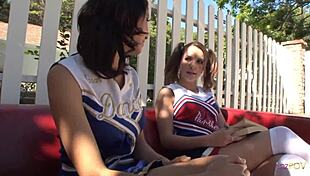 Face sitting lesbian cheerleader friend until clit explodes in orgasm