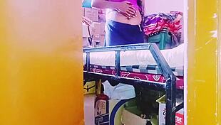 Desi housewife chats with store keeper