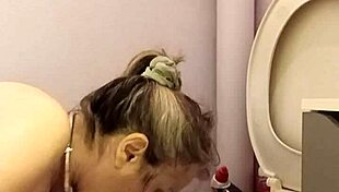 Watch this slave lick the toilet bowl