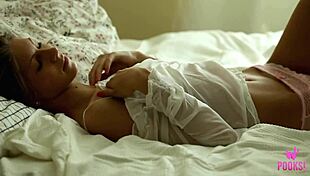 skinny roxana finger fucks her ass in bedroom with vibrator and orgasm