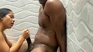 Alone in the bathroom with my stepfather, we indulge in rough fun with big cocks.