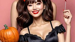 Cute kawaii japanese lingerie models posing barefoot