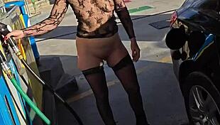 Flashing at a petrol station