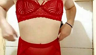 Crossdresser In Lingerie Showing Dick