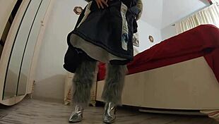 Milfycalla Teases In Fur Coat